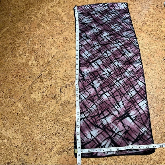 Hand Dyed Scarf In Purple, Black & Silvery Gray Abstract Pattern - Picture 9 of 10
